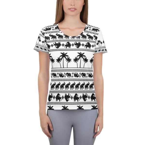 Thai Elephant Print Women's Athletic T-shirt